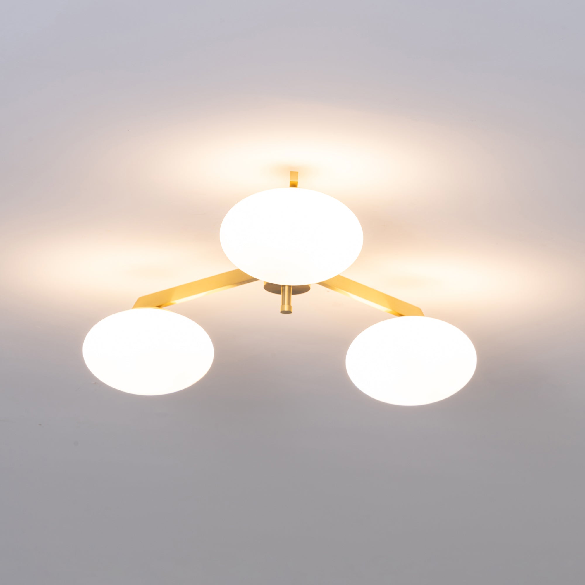 Ceiling Light Brass 44.9 in 5 Head Opal Glass Flush Mount Bedroom Kitchen Art Deco Modern Lighting Fixture | Thomler