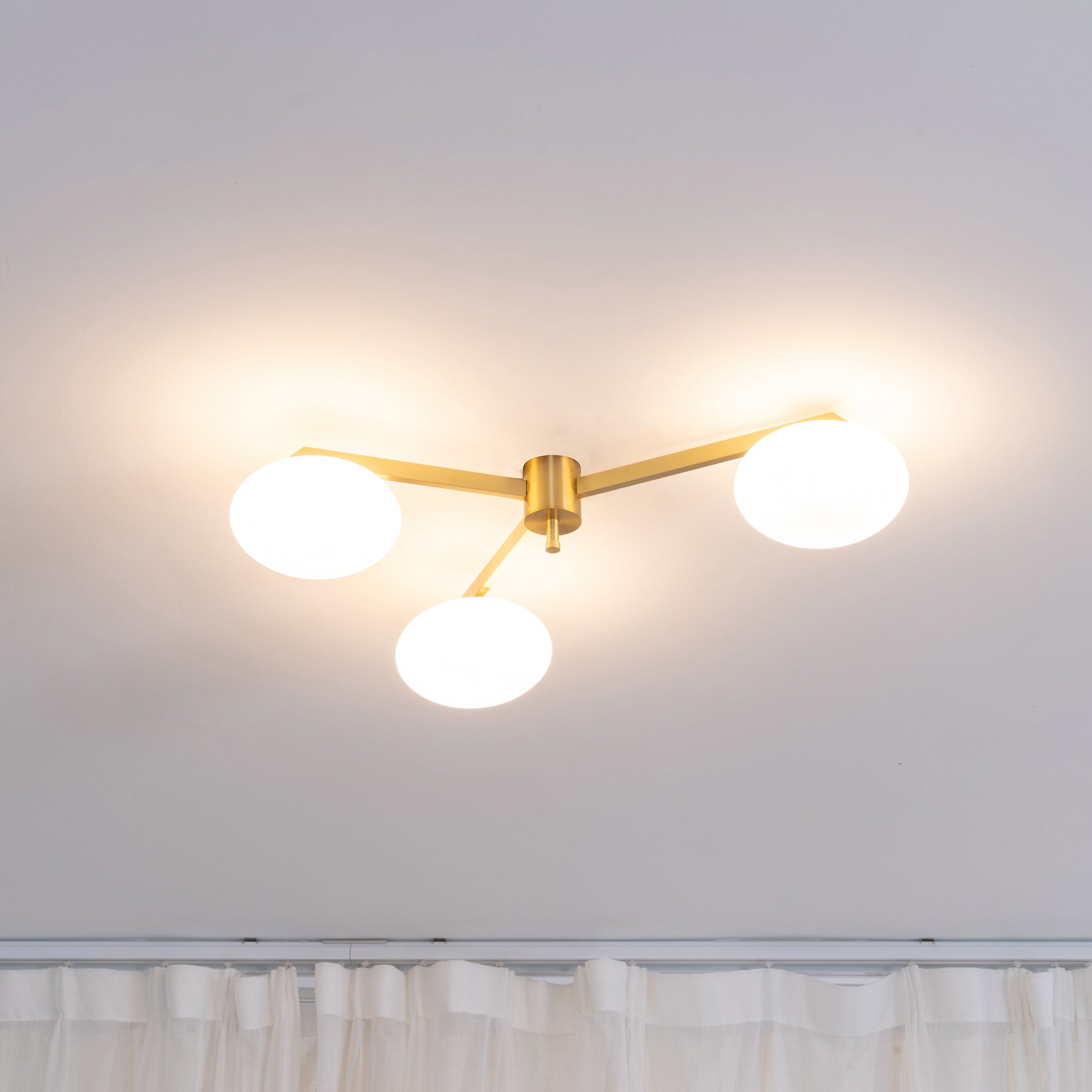 Ceiling Light Brass 44.9 in 5 Head Opal Glass Flush Mount Bedroom Kitchen Art Deco Modern Lighting Fixture | Thomler