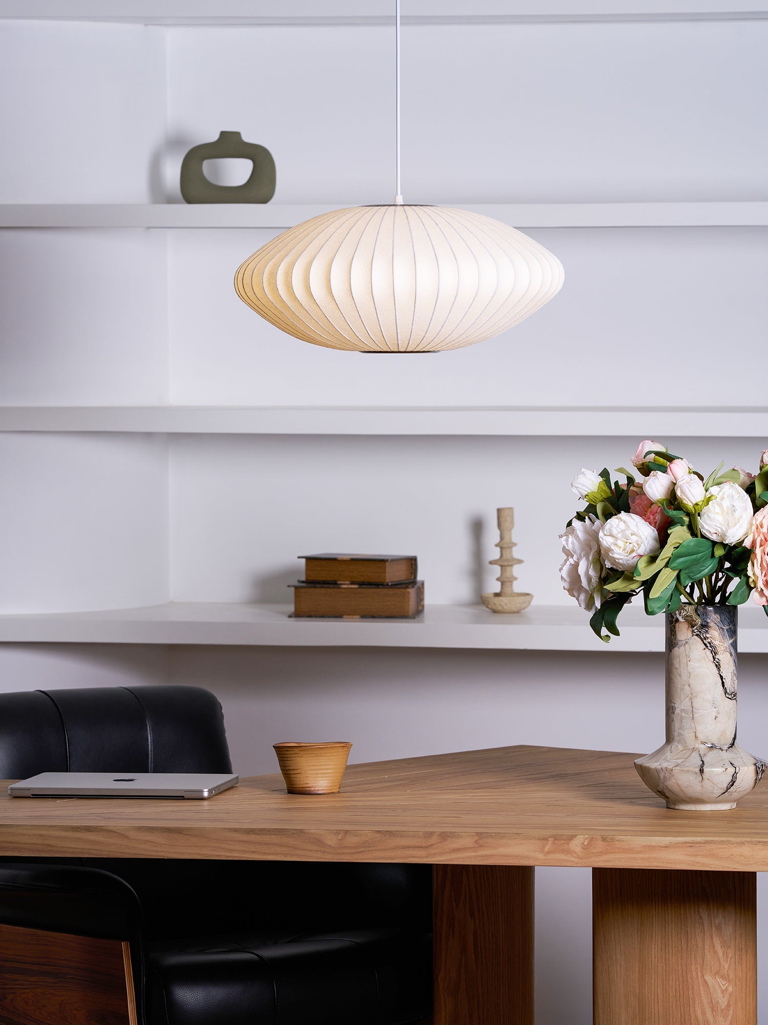 Bubble Silk Pendant Light 19.7 in White Ceiling Dining Room Modern Hanging Lamp | Thomler