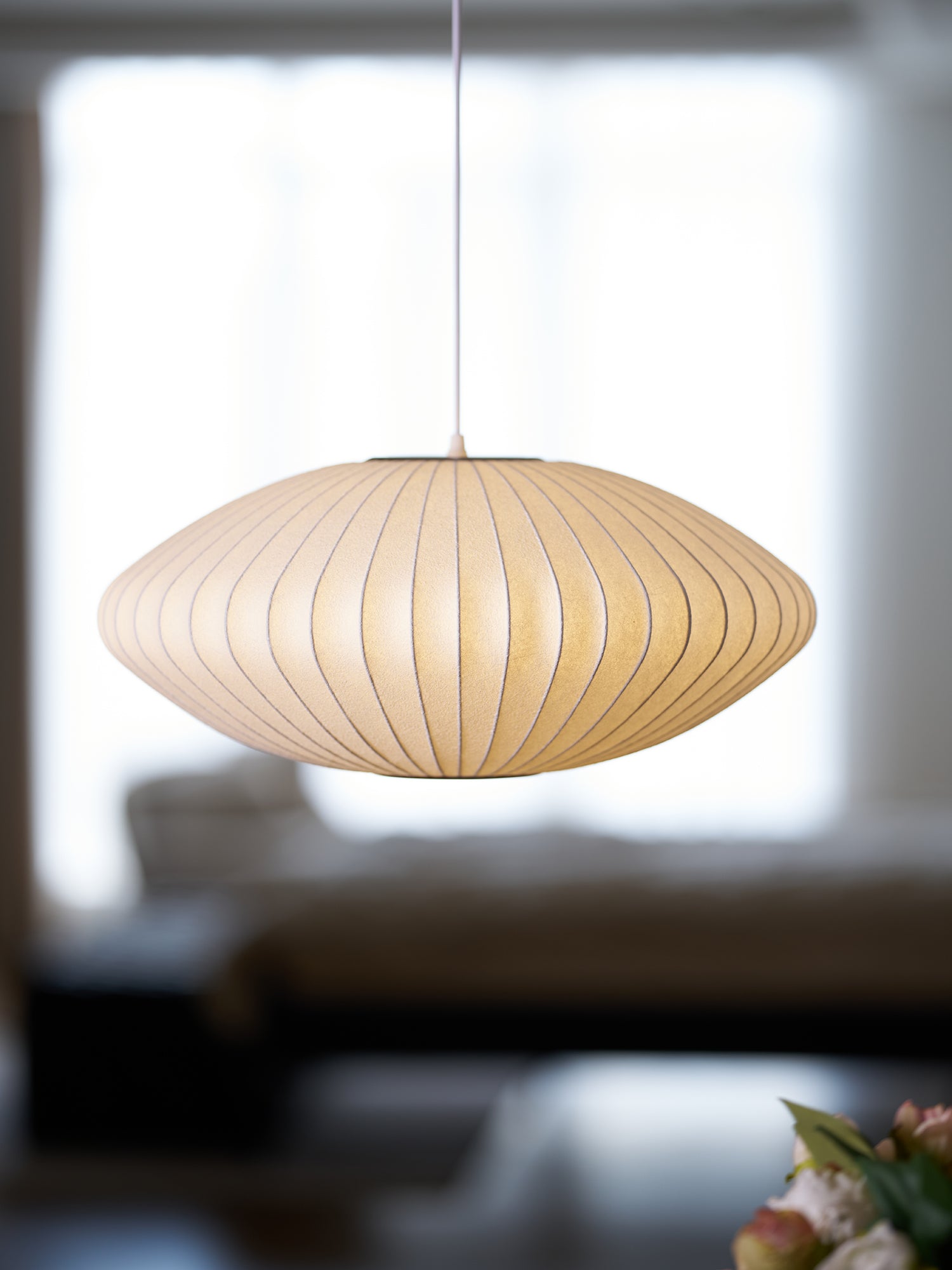 Bubble Silk Pendant Light 19.7 in White Ceiling Dining Room Modern Hanging Lamp | Thomler