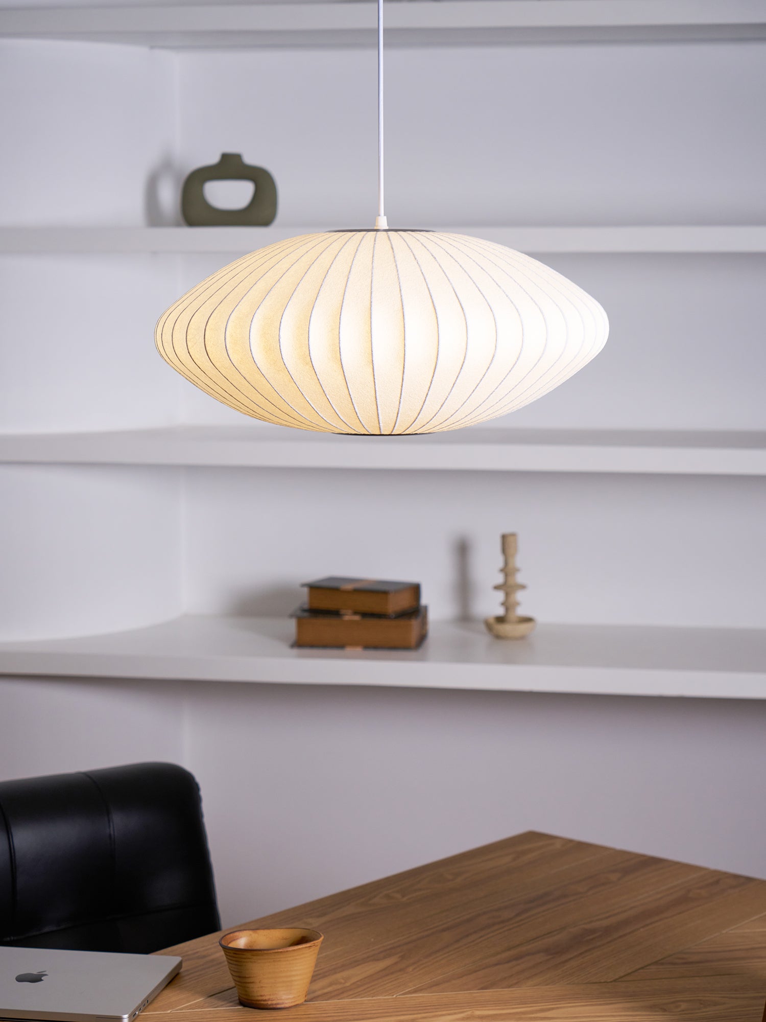 Bubble Silk Pendant Light 19.7 in White Ceiling Dining Room Modern Hanging Lamp | Thomler