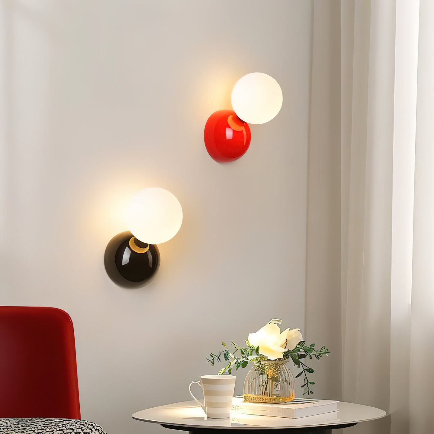 Orb Sconce with Resin & Glass — 4×7 inch Contemporary Fixture for Hallways, Bedrooms & Entryways — Soft Ambient Glow — Plug-In or Hardwired | Thomler