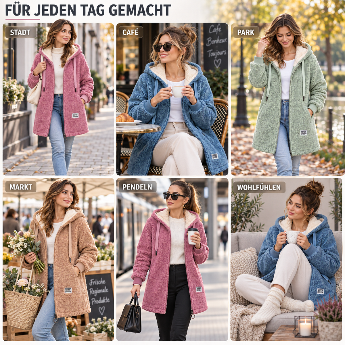 Women's Hooded Fleece Jacket with Pockets – Soft Relaxed-Fit Zip-Up for Fall & Winter Layering | Thomler
