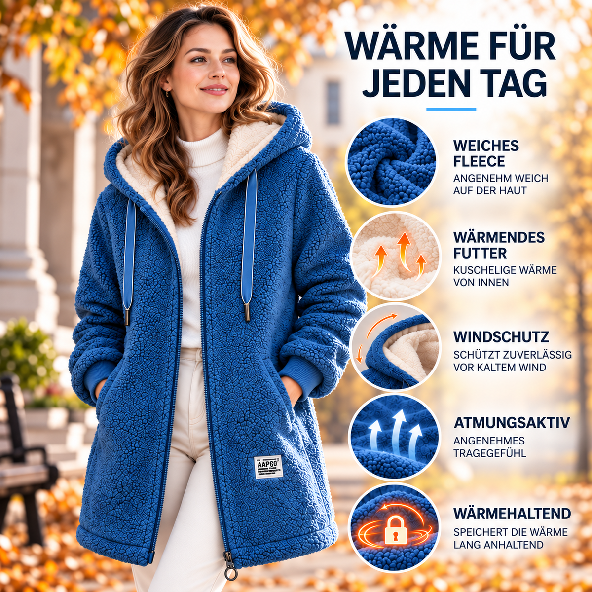 Women's Hooded Fleece Jacket with Pockets – Soft Relaxed-Fit Zip-Up for Fall & Winter Layering | Thomler