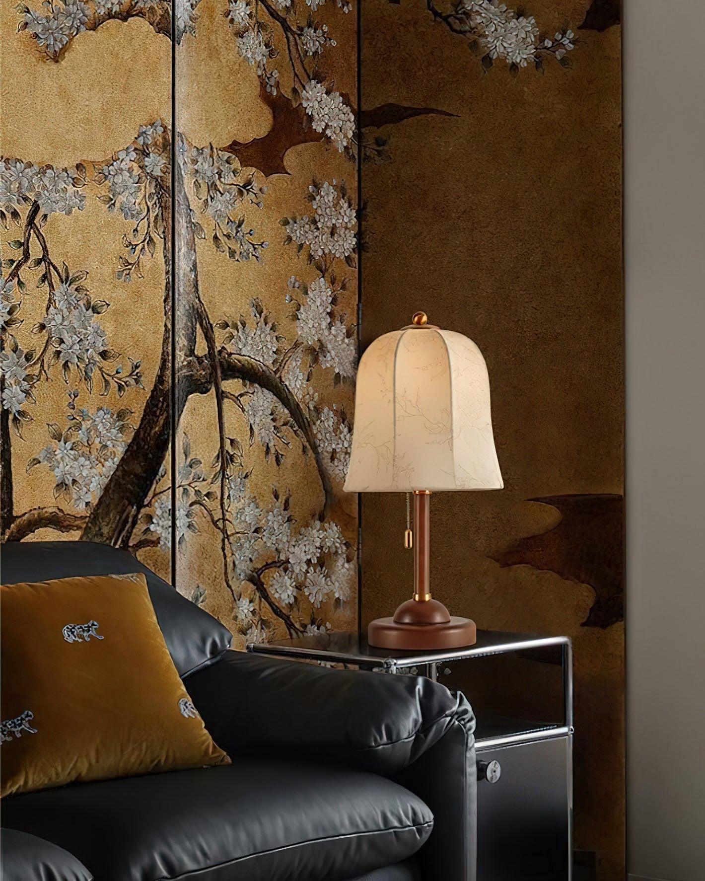 Table Lamp Fabric Shade 8.7 in Copper Walnut Bedroom Nightstand Bedside Reading Light Dimmable Accent Lighting | Thomler