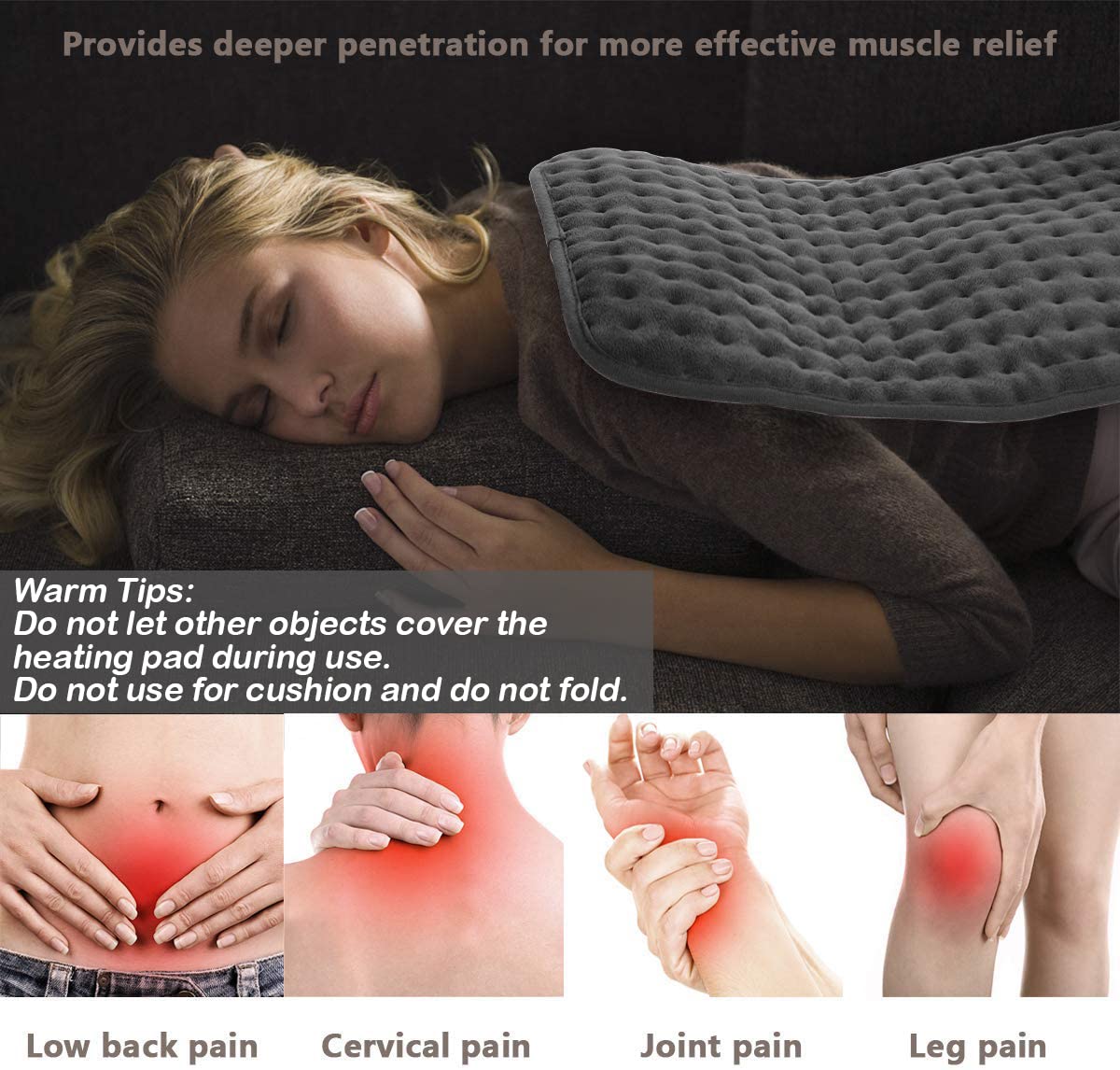Therapeutic Heat Wrap with 10 Temperature Settings for Sore Muscles & Tension Relief – Soft Fabric, Auto Shutoff, Machine Washable for | Thomler