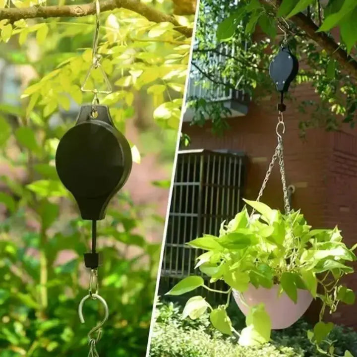 Hanging Plant Pulley System for Indoor & Outdoor Gardens – Adjustable Ceiling Mount Hanger with Steel Cable for Pots & Baskets | Thomler