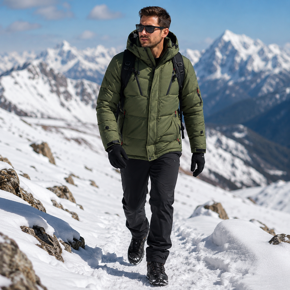 Insulated Winter Parka Jacket with Detachable Hood for Men – Windproof Cold Weather Coat for Outdoor Hiking Camping & Everyday Commuting | Thomler