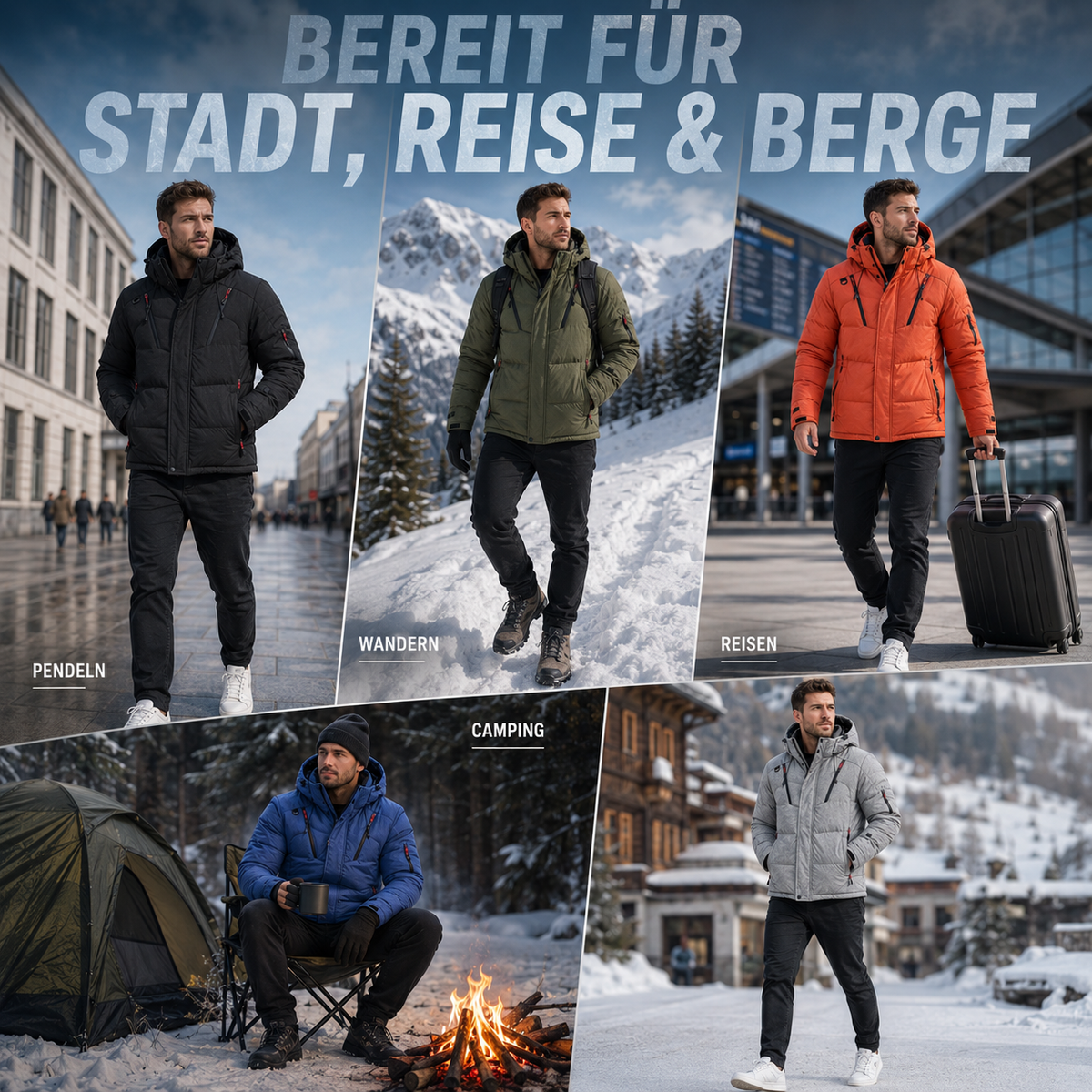 Insulated Winter Parka Jacket with Detachable Hood for Men – Windproof Cold Weather Coat for Outdoor Hiking Camping & Everyday Commuting | Thomler