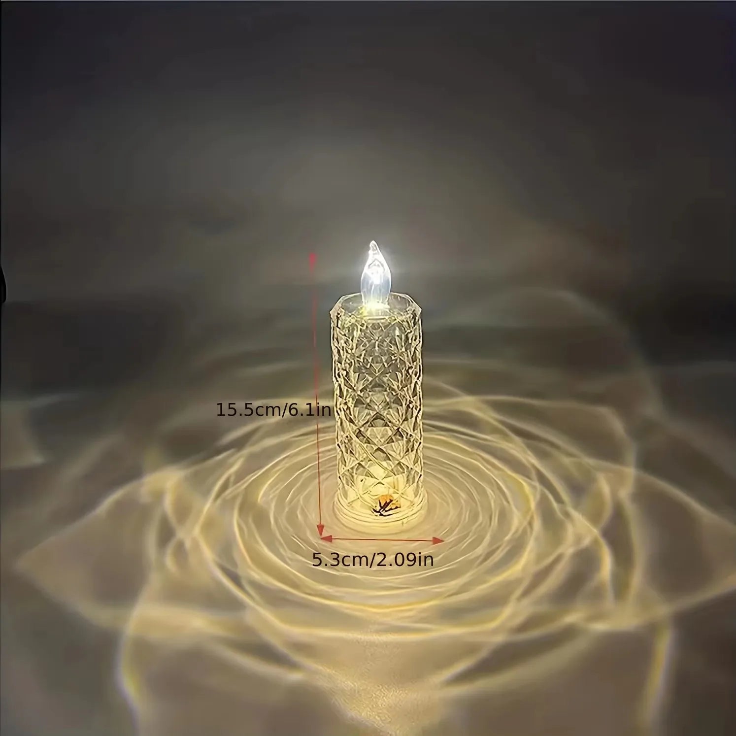 Flameless LED Candle Crystal Texture 6.0 cm x 18.0 cm Remote Controlled Mood Lighting Bedroom Living Room Decoration | Thomler