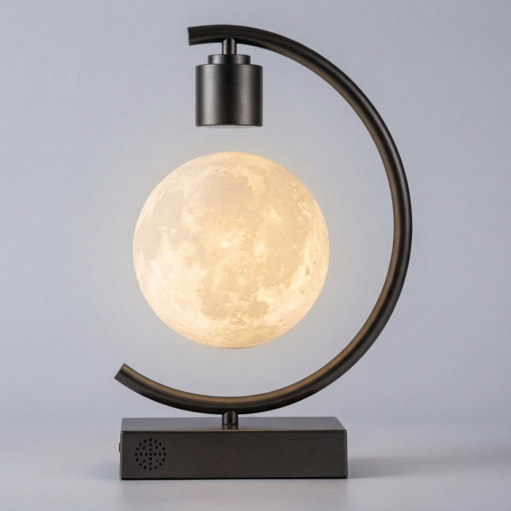 Moon Lamp Metal 14.0 cm 5.5" Black Bedroom Desk Magnetic Levitating LED Night Light Space Decor | Thomler