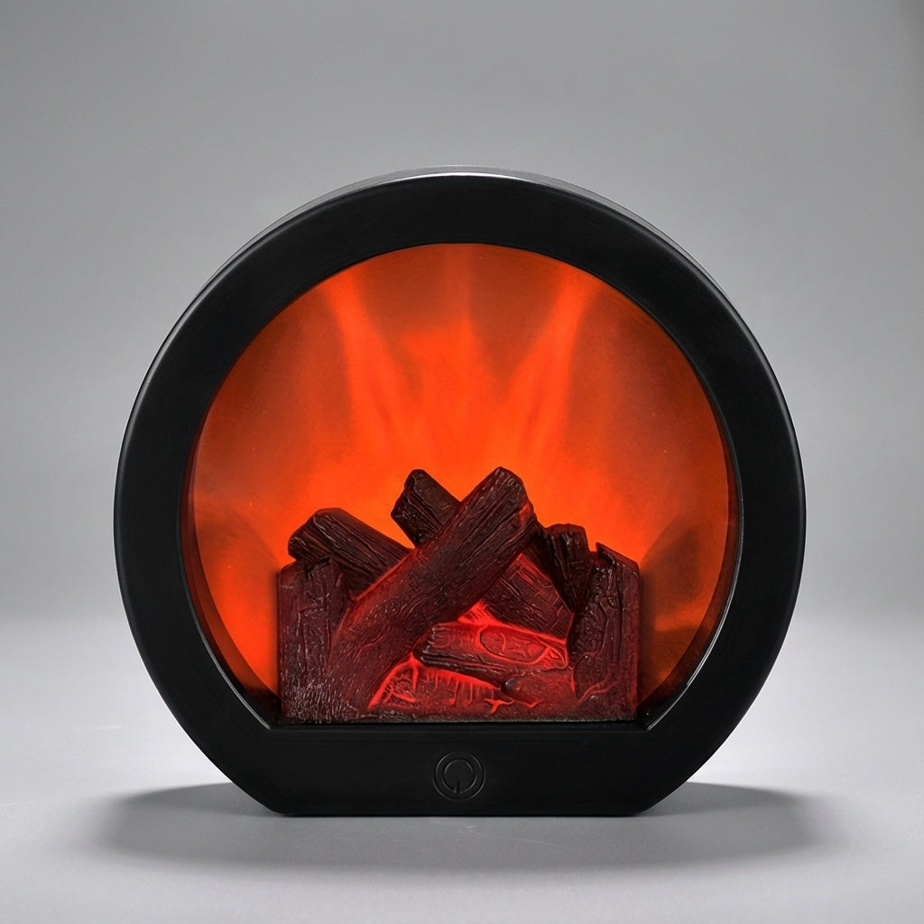 Flame Effect Lamp LED 20.0 cm Warm Glow Fireplace Style Mood Lighting USB Battery Touch Control Decorative Night Light | Thomler