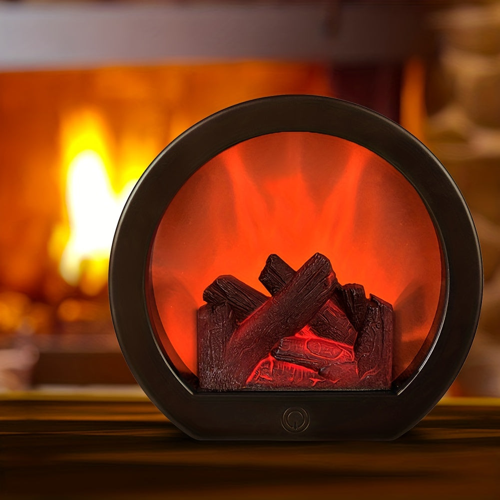 Flame Effect Lamp LED 20.0 cm Warm Glow Fireplace Style Mood Lighting USB Battery Touch Control Decorative Night Light | Thomler