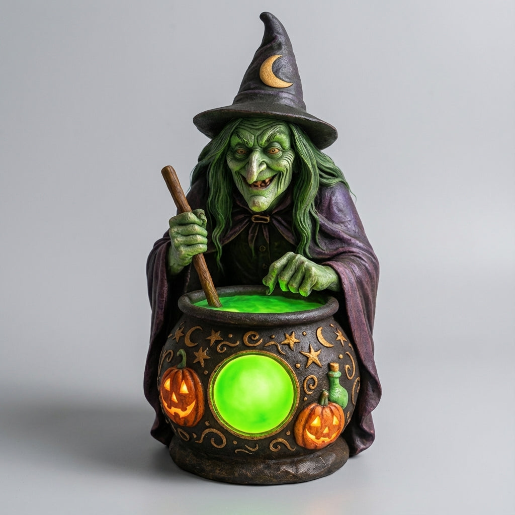 Decorative Lamp Resin 15.0 cm Neon Green Halloween Table Mood Lighting Witch Cauldron USB Fantasy Decoration | Thomler