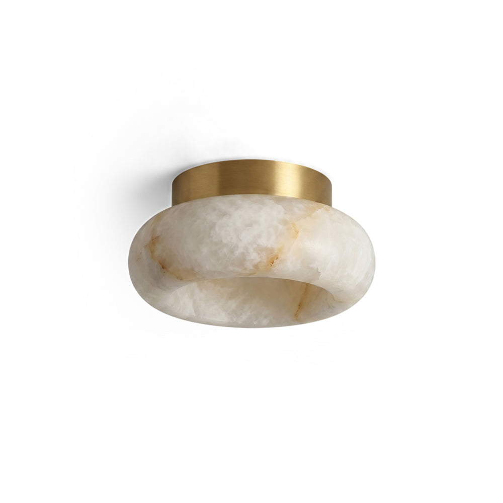 Alabaster LED Ceiling Light – Brass Hardware & Hardwired Flush Mount – 3 Sizes for Every Room | Thomler