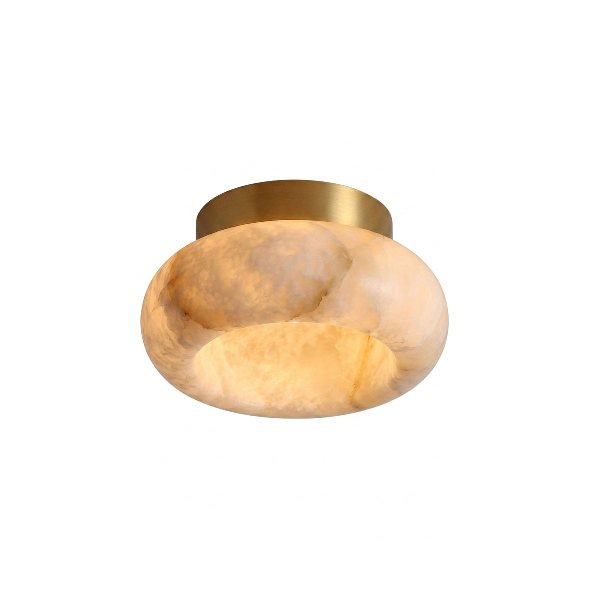 Alabaster LED Ceiling Light – Brass Hardware & Hardwired Flush Mount – 3 Sizes for Every Room | Thomler