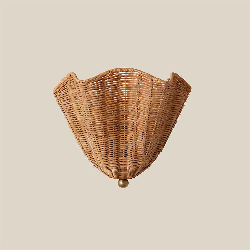 Woven Wicker Hemisphere Wall Fixture – Boho Farmhouse Sconce for Bedroom, Hallway & Living Room | Thomler