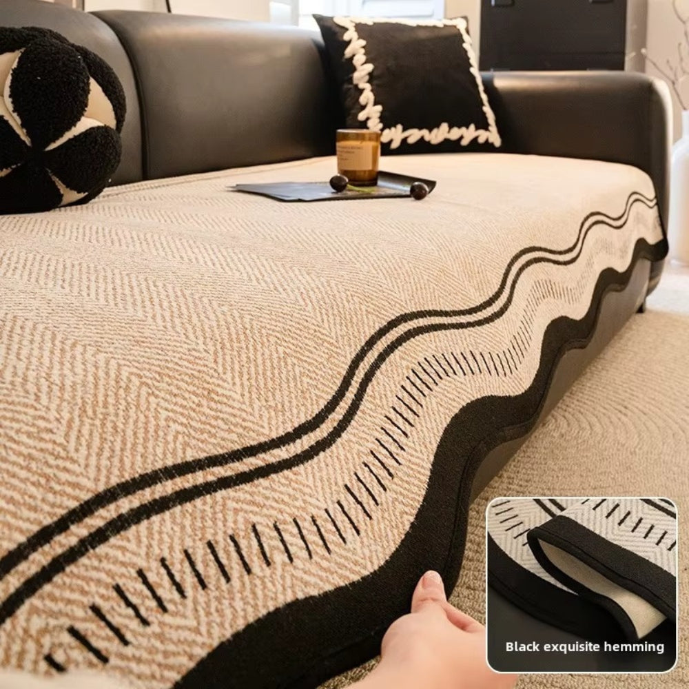 Wavy Edge Furniture Protector with Non-Slip Grip for Couches – Machine Washable Pet-Friendly Cover for Living Room | Thomler