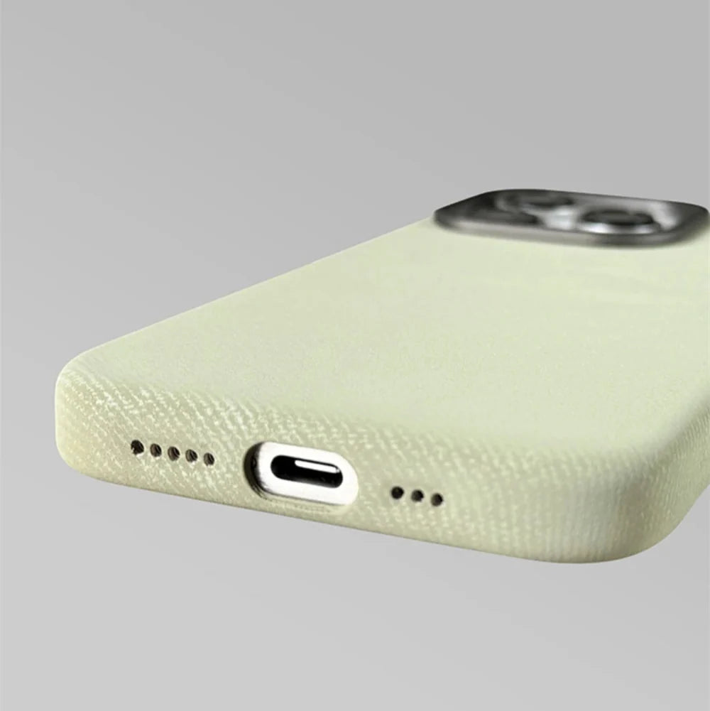 Fabric-Wrapped Phone Case with Wireless Charging for iPhone 13-17 Series – Anti-Fingerprint Protective Cover | Thomler