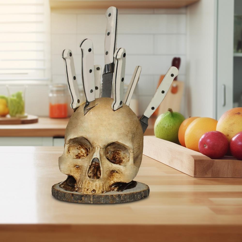 Gothic Skull Kitchen Organizer – Countertop Knife Storage with Bone Structure Design for Tools & Produce | Thomler