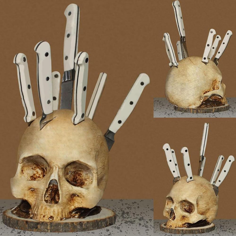 Gothic Skull Kitchen Organizer – Countertop Knife Storage with Bone Structure Design for Tools & Produce | Thomler
