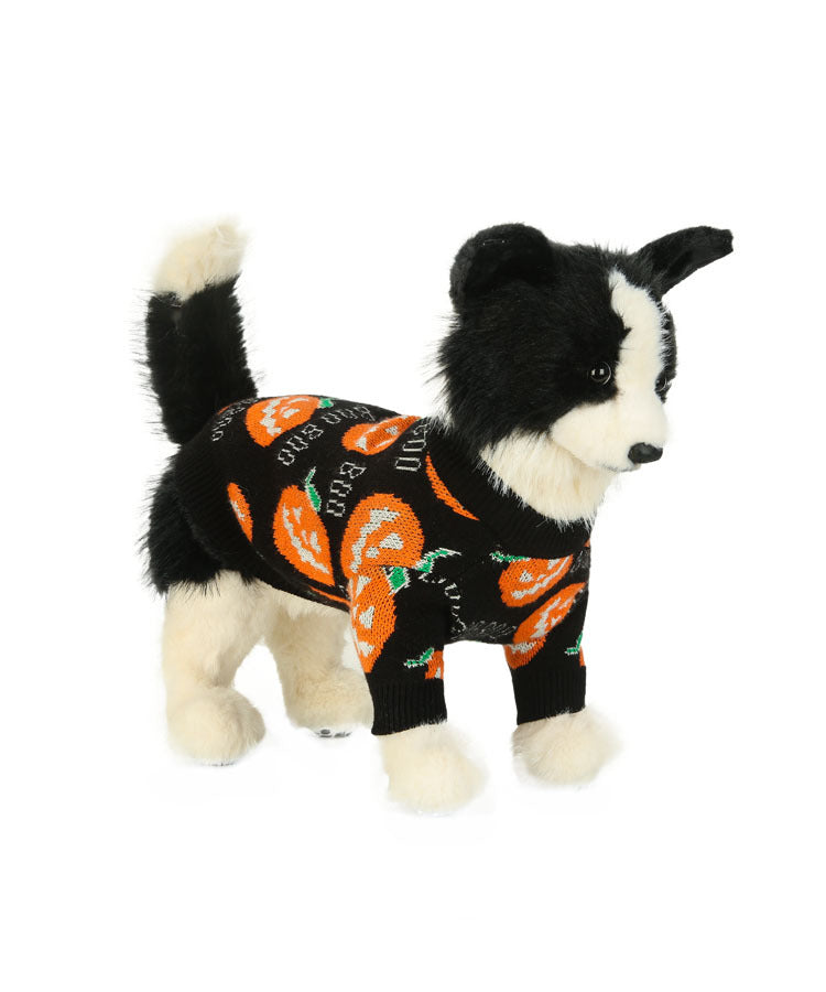 Festive Jack-O'-Lantern Knit Pullover for Dogs & Cats – Soft Seasonal Outfit for Small Pets | Thomler