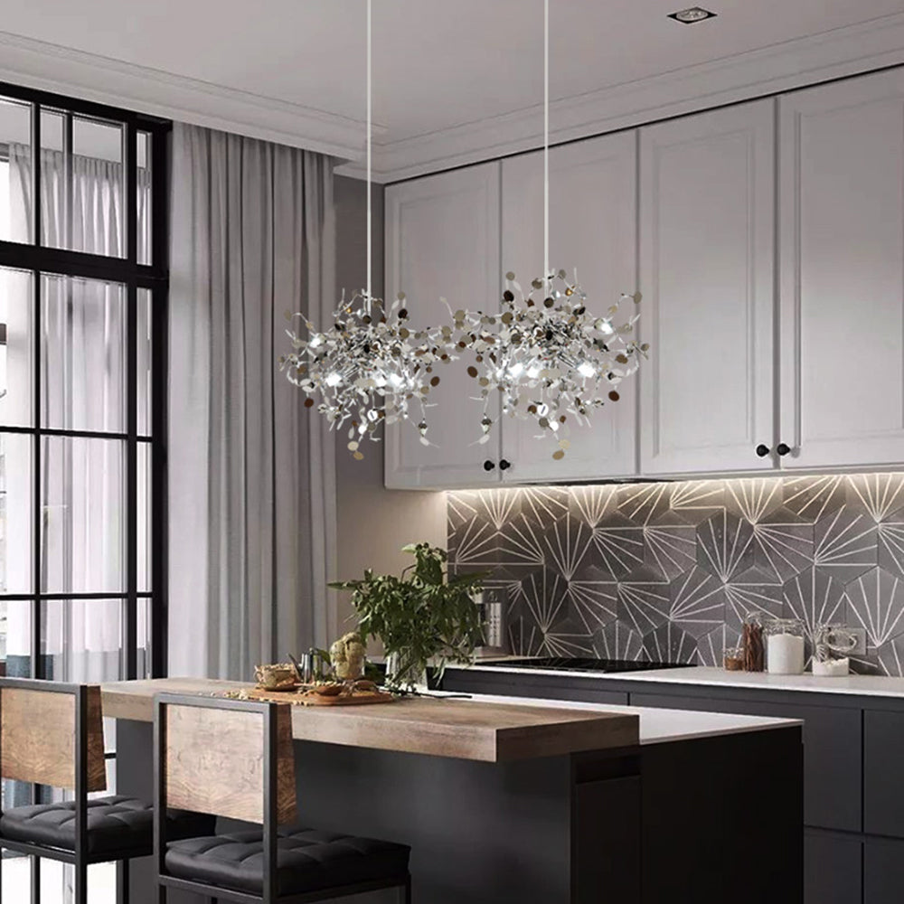 Pendant Light Metal Sputnik Adjustable Chain Gold Silver Dining Room Living Room Chandelier LED G9 Ceiling Fixture | Thomler