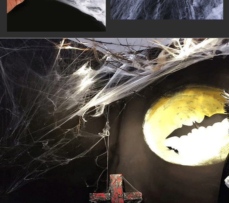 Expandable Spiderweb Decoration – Stretchable Cotton Filler for Eerie Indoor & Outdoor Halloween Setups | Thomler