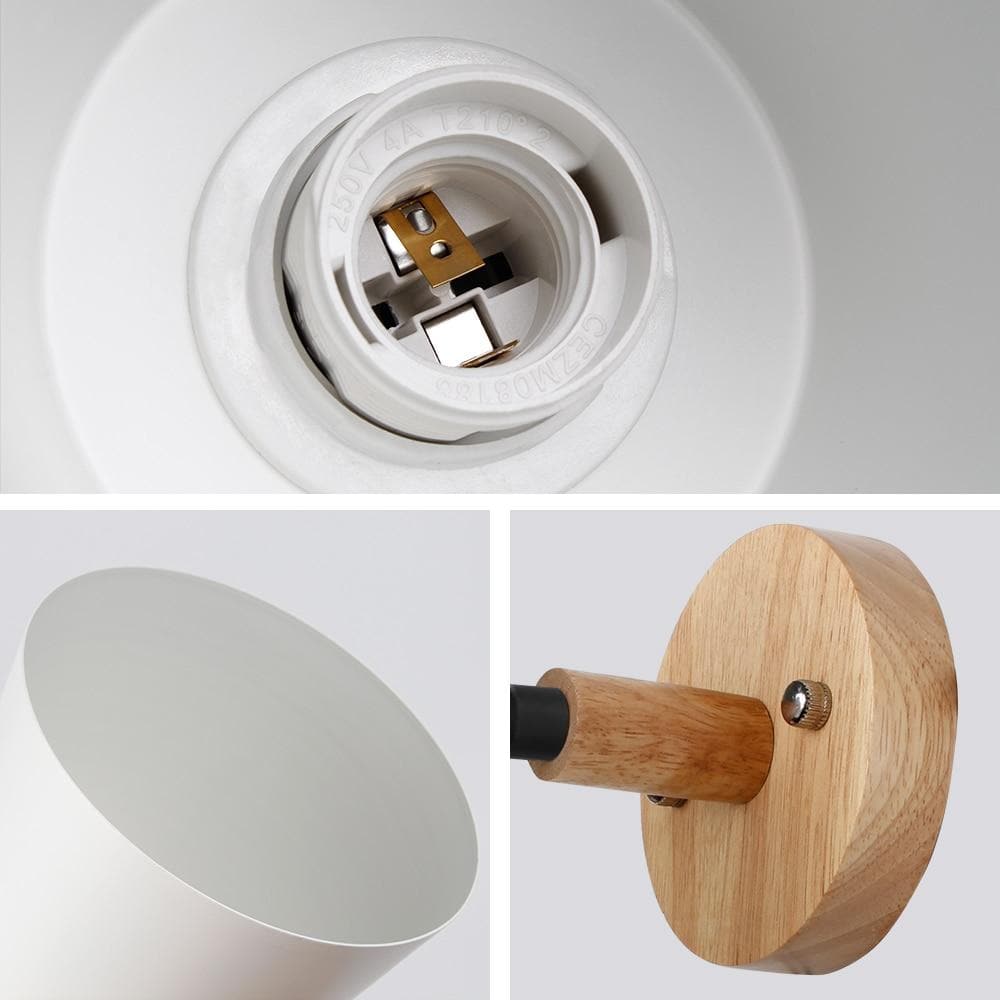 Wall Lamp Wood Metal E27 13.0 cm Pull Switch Bedroom Reading Light Scandinavian Mid Century Adjustable Sconce | Thomler