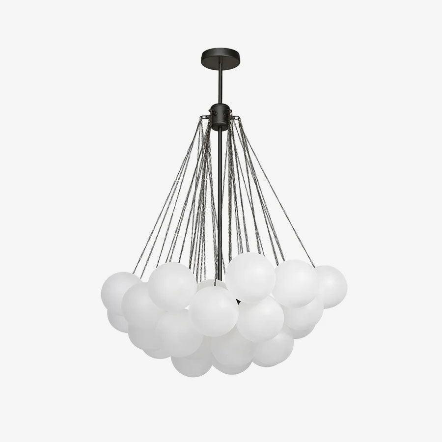 Frosted Glass Orb Chandelier 15.8 in x 33.5 in Indoor Ceiling Light 19-73 Heads Adjustable Modern Dining Room Living Room Pendant Fixture | Thomler