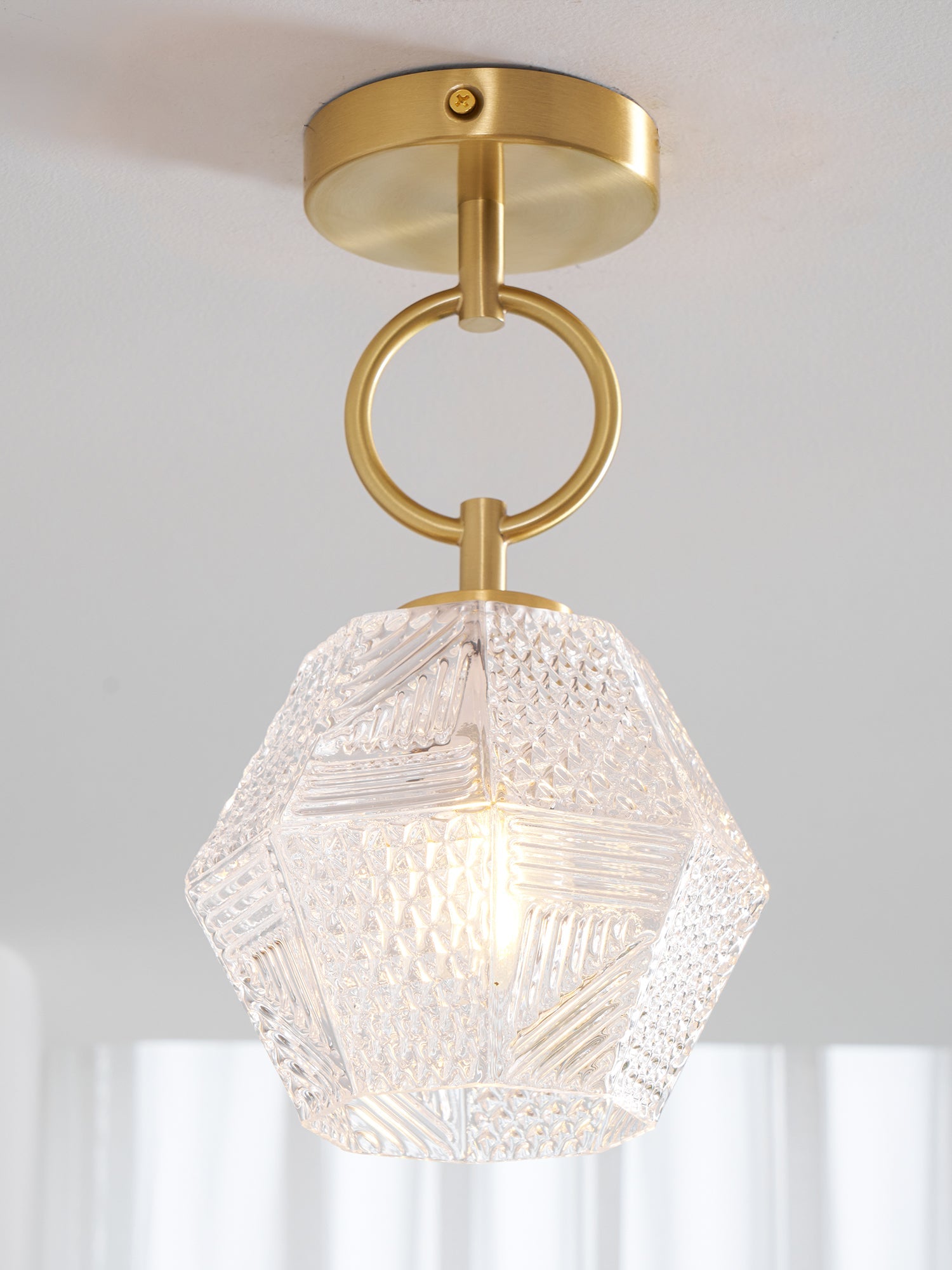 Ceiling Light Brass Diamond Cut 5.9 in Indoor Dining Room Living Room Bedroom Fixture Decorative Pendant | Thomler