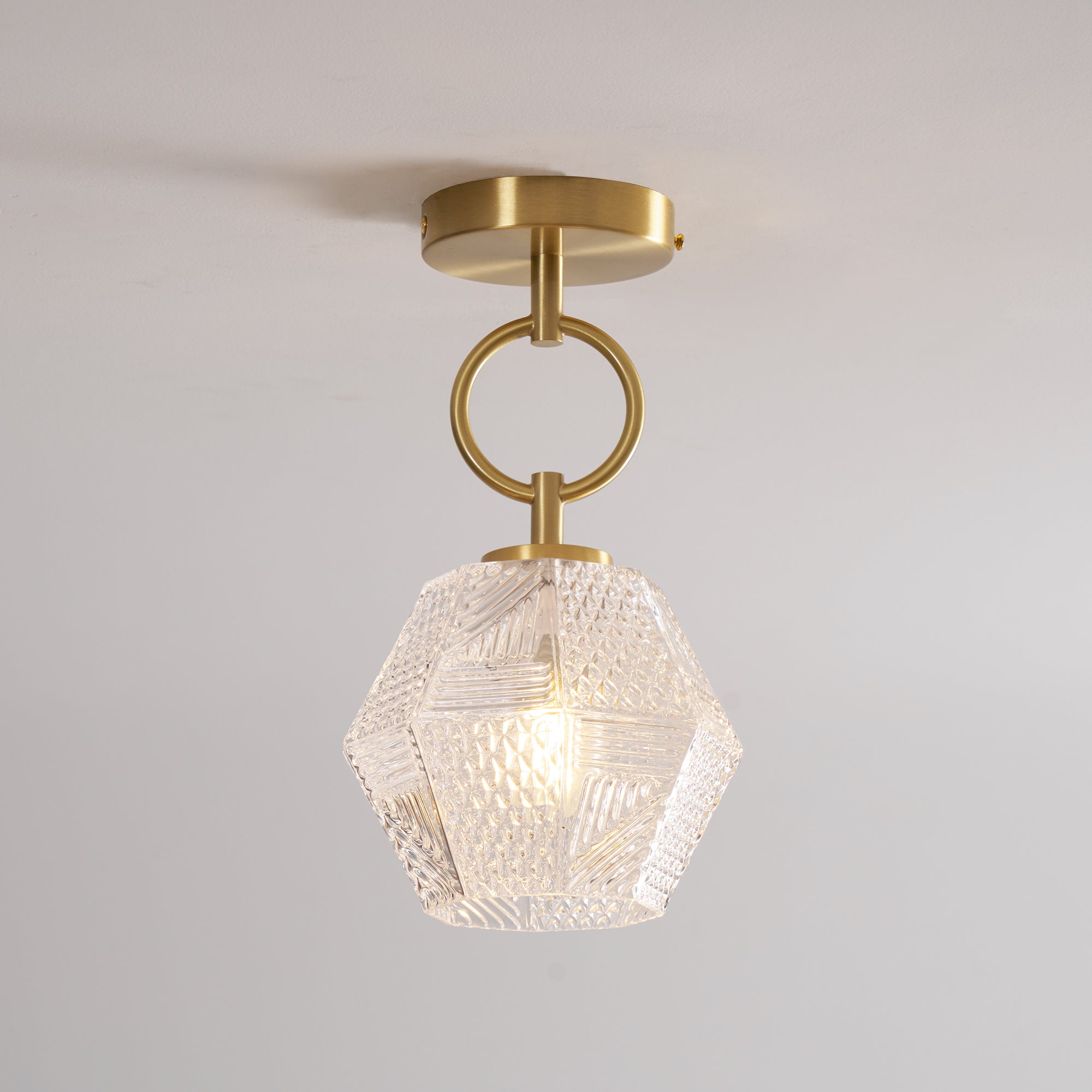 Ceiling Light Brass Diamond Cut 5.9 in Indoor Dining Room Living Room Bedroom Fixture Decorative Pendant | Thomler