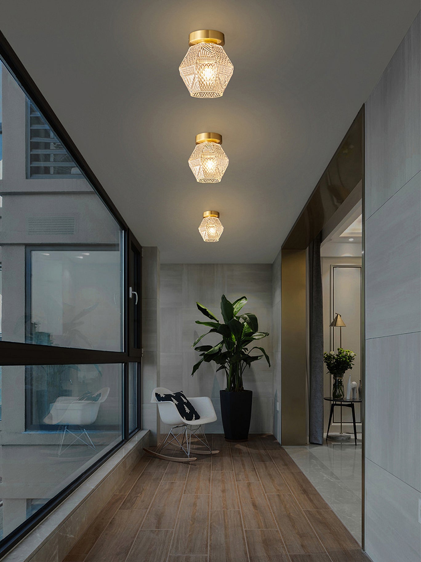 Ceiling Light Brass Diamond Cut 5.9 in Indoor Dining Room Living Room Bedroom Fixture Decorative Pendant | Thomler