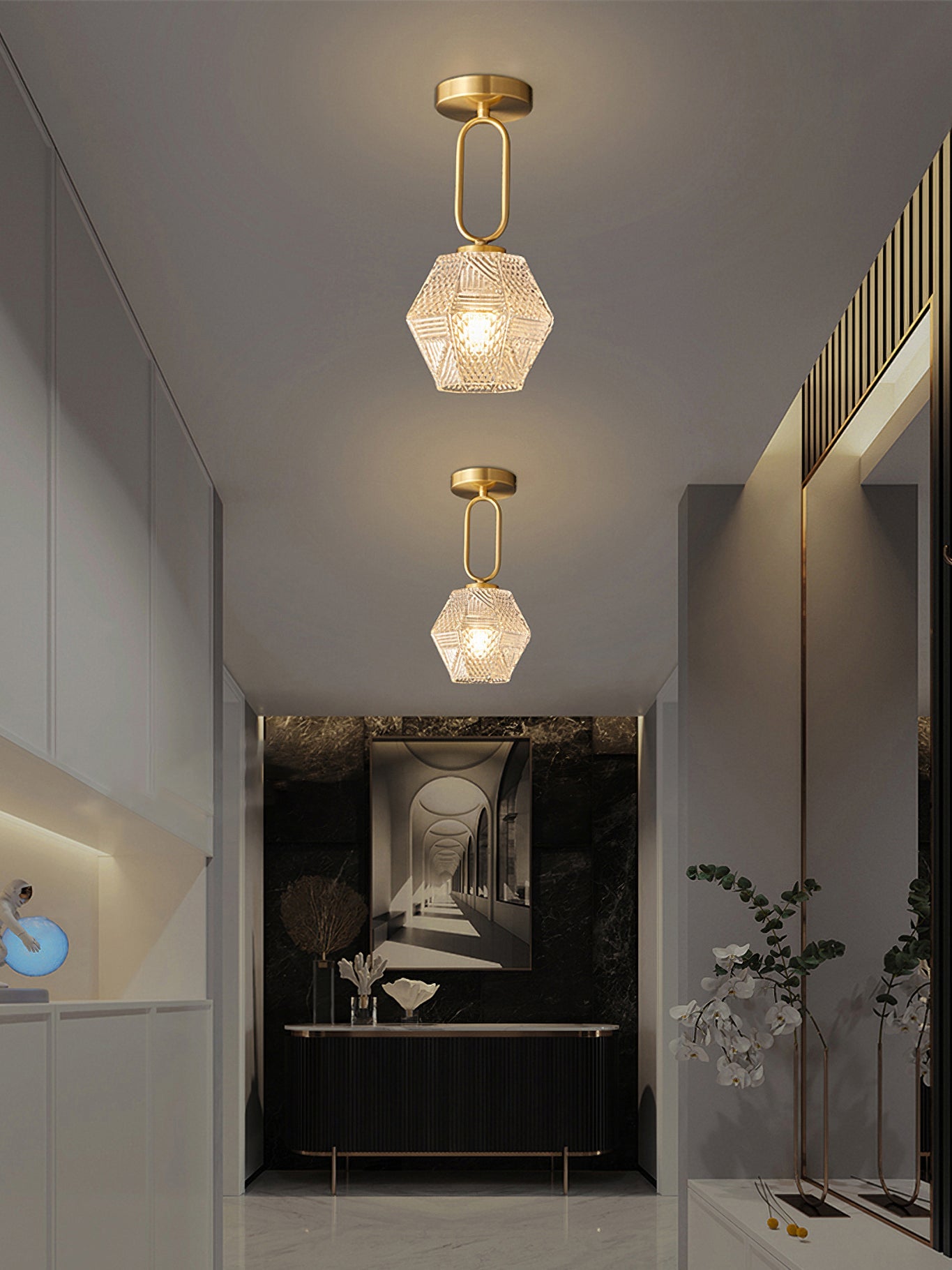 Ceiling Light Brass Diamond Cut 5.9 in Indoor Dining Room Living Room Bedroom Fixture Decorative Pendant | Thomler