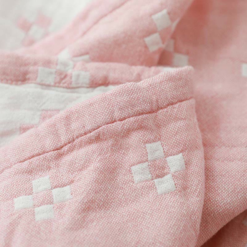 Triple-Layer Cotton Gauze Throw Blanket Lightweight Breathable Geometric Diamond Texture Year-Round Bedding for Twin Full Queen | Thomler