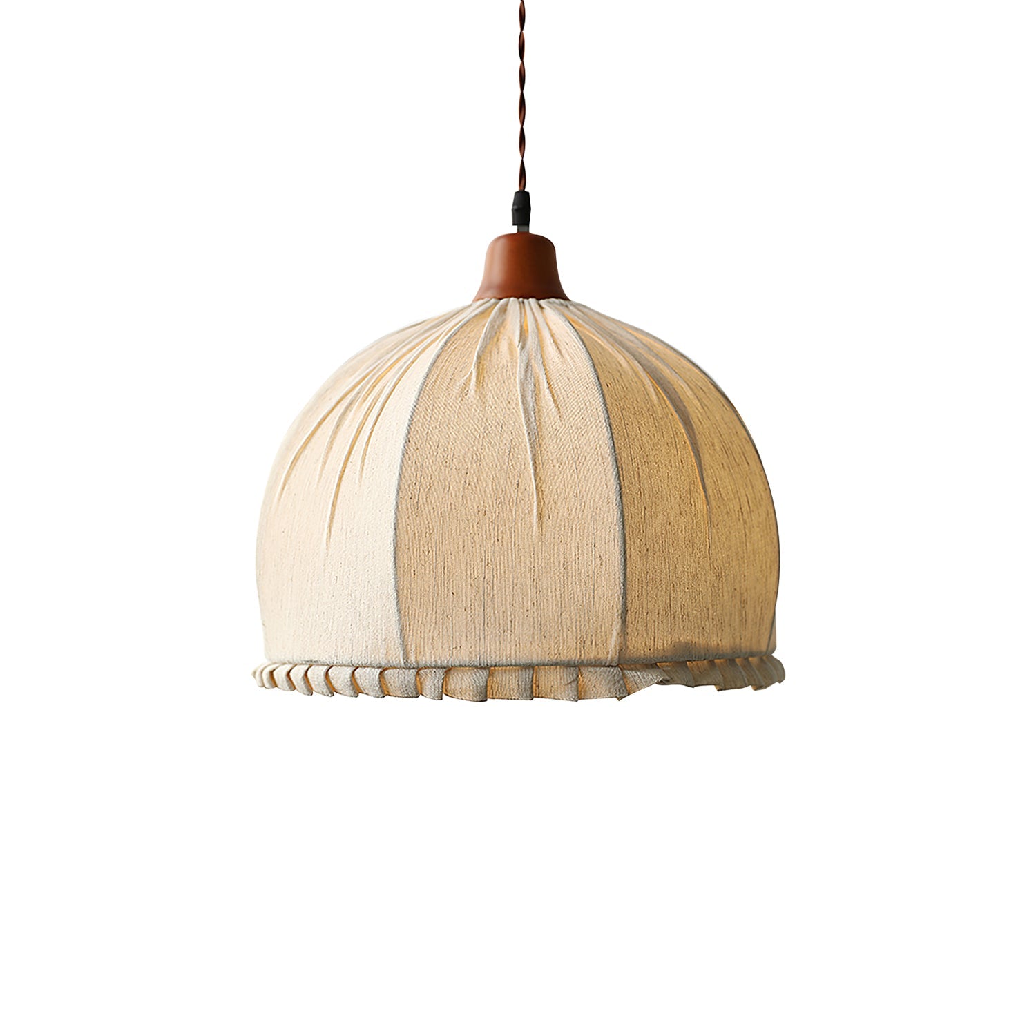 Pendant Lamp Wood Fabric 11.8 in Indoor Ceiling Lighting Beige Walnut Sage Green Modern Decor | Thomler