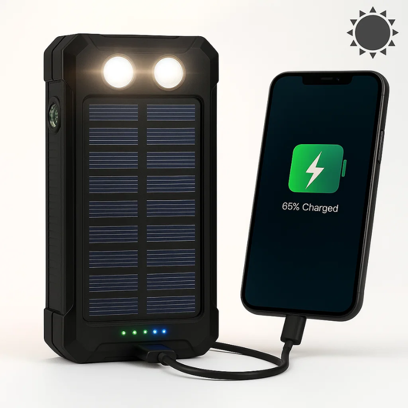 Power Bank Solar 500000mAh Dual USB Outdoor Camping Emergency Charger Waterproof Portable Battery Pack | Thomler
