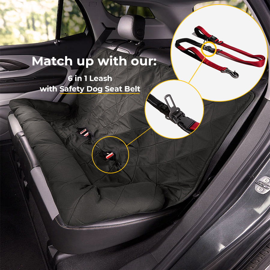 Padded Pet Car Seat Cover Protector with Bolsters for Back Seat – Quilted Waterproof Auto Bench Liner for Dogs & Cats | Thomler