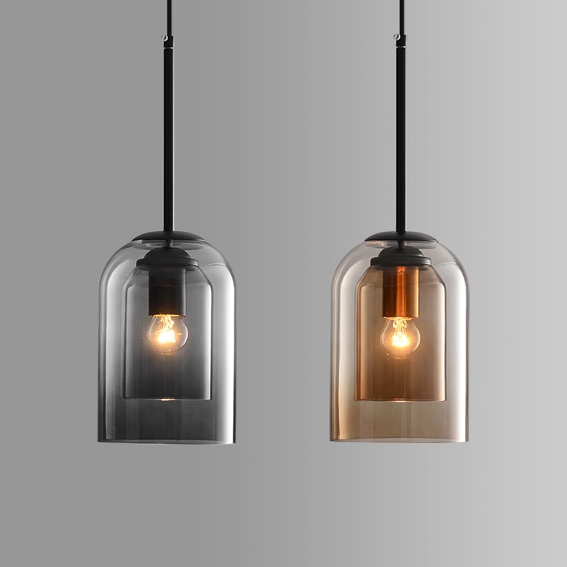 Dual Glass Ceiling Fixture – Mid-Century Iron Pendant with Adjustable Cord for Dining Room, Kitchen Island & Living Room | Thomler