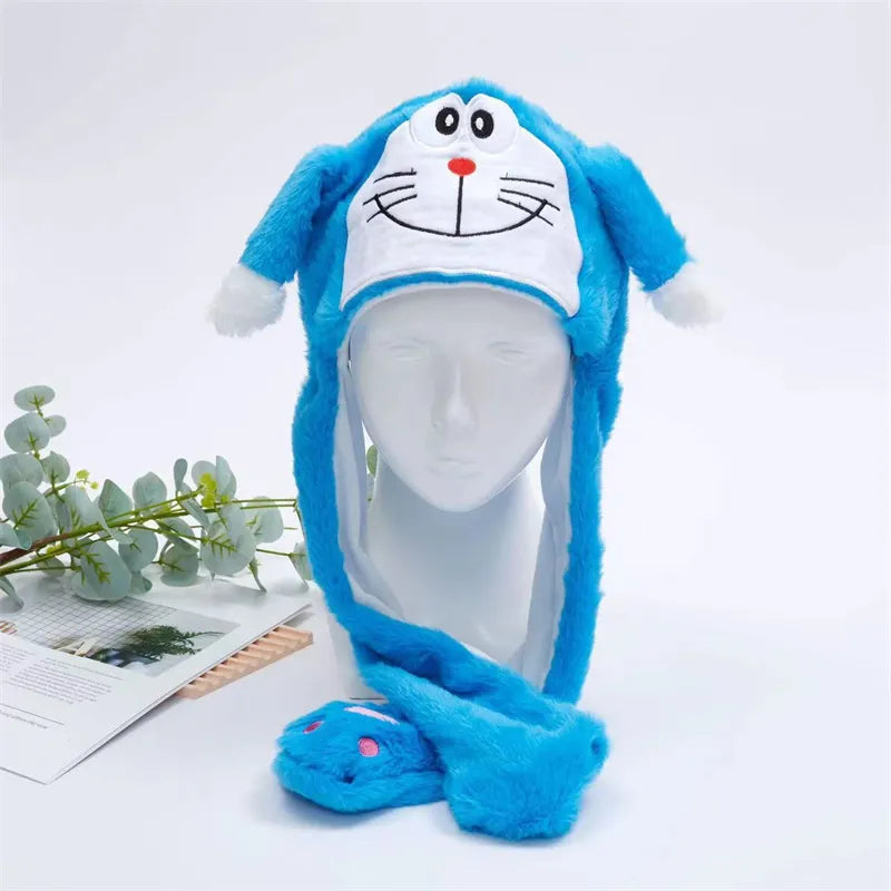 Plush Hat with Pop-Up Ears for Kids & Adults – Interactive Cosplay Beanie with Squeeze Paws | Fun Winter Accessory for Parties, Christmas | Thomler
