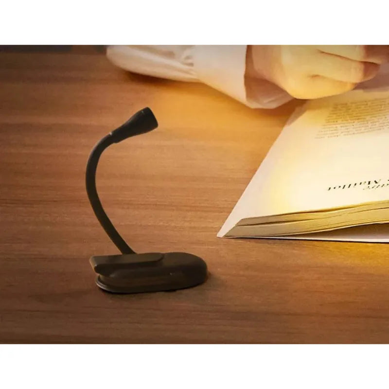 Clip-On LED Book Light with Flexible Gooseneck Arm – Rechargeable Reading Light for Bed, Desk & Travel | Thomler
