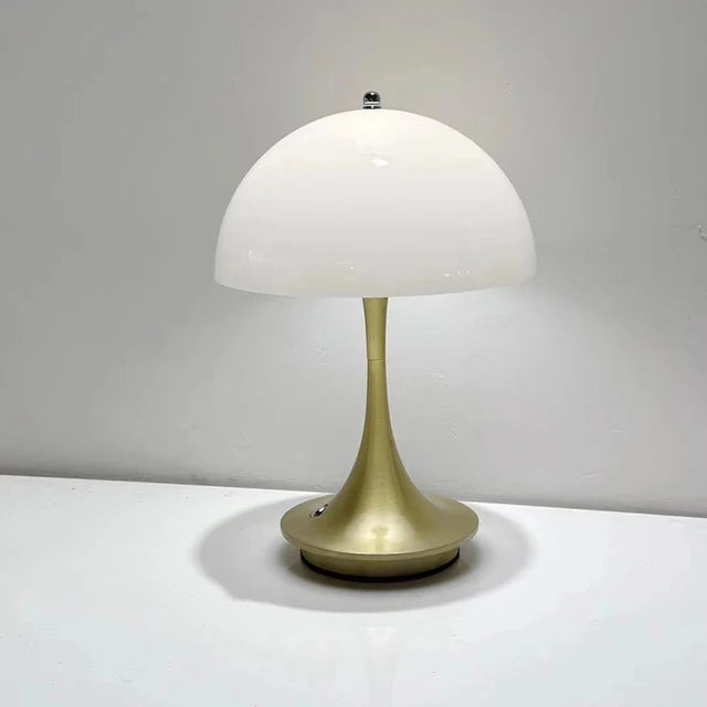 Battery-Powered Mushroom Accent Lamp with Integrated 3W LED | Wireless Tabletop Lighting for Patio Living Room Balcony | Portable Indoor | Thomler