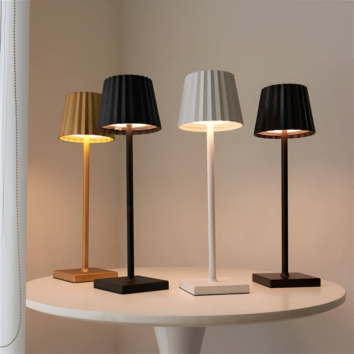 Rechargeable LED Table Lamp with Touch Dimmer for Living Room, Bedroom & Patio | Portable Battery-Powered Desk Light | Wireless Accent | Thomler