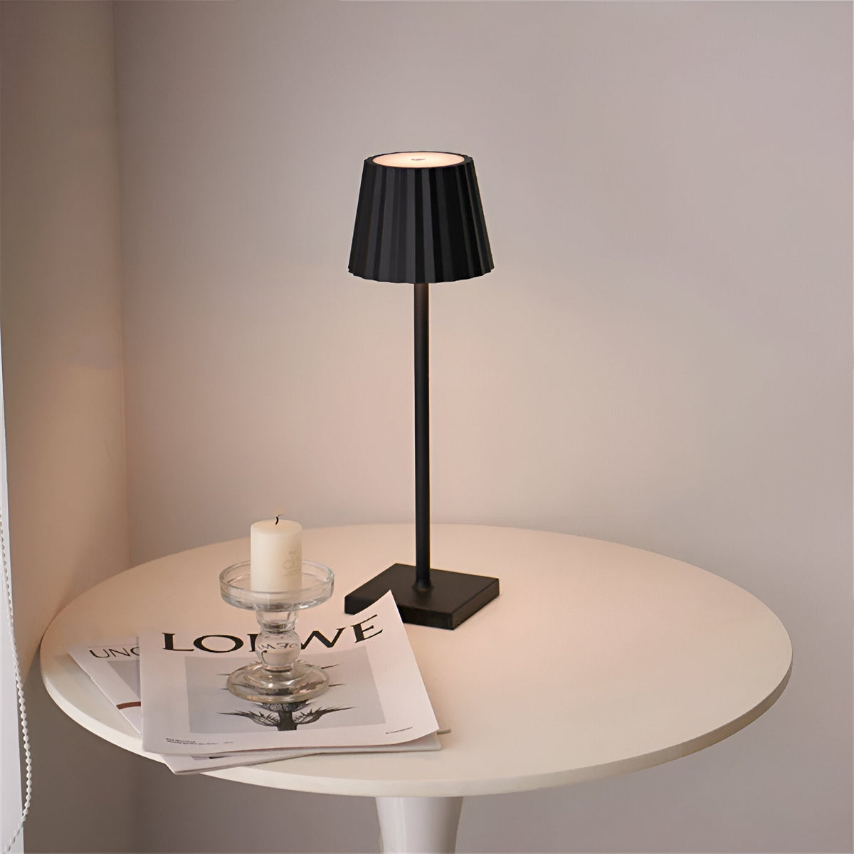Rechargeable LED Table Lamp with Touch Dimmer for Living Room, Bedroom & Patio | Portable Battery-Powered Desk Light | Wireless Accent | Thomler