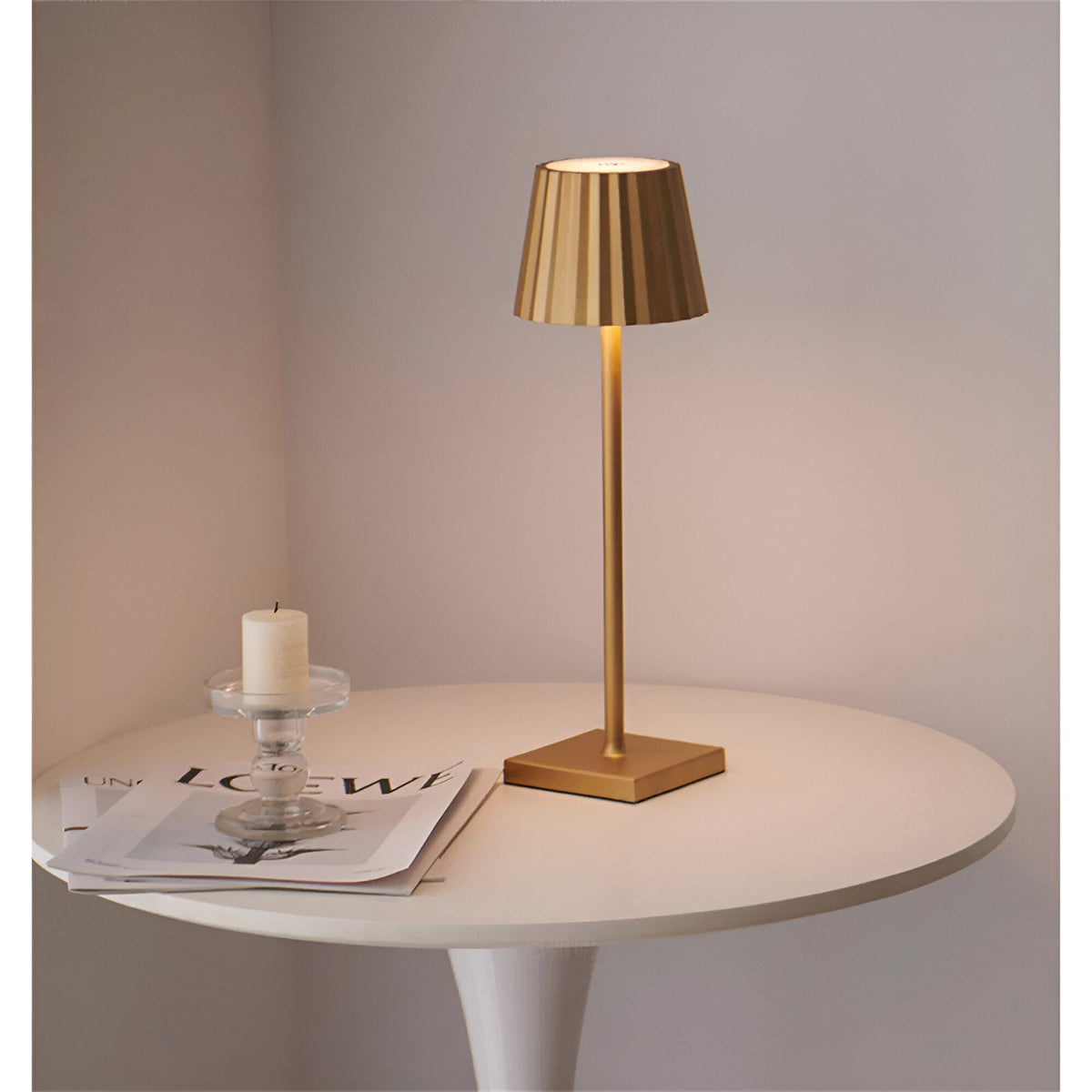 Rechargeable LED Table Lamp with Touch Dimmer for Living Room, Bedroom & Patio | Portable Battery-Powered Desk Light | Wireless Accent | Thomler