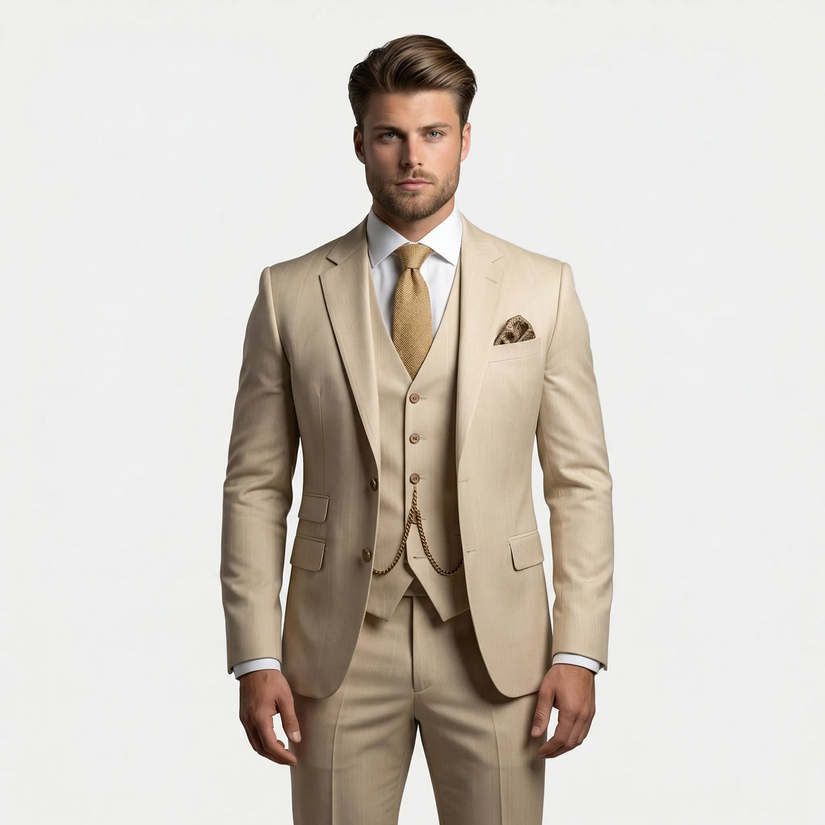 Three-Piece Slim Fit Suit for Men – Tailored Jacket, Vest & Pants Set for Formal Occasions, Weddings, Office & Business Events | Thomler