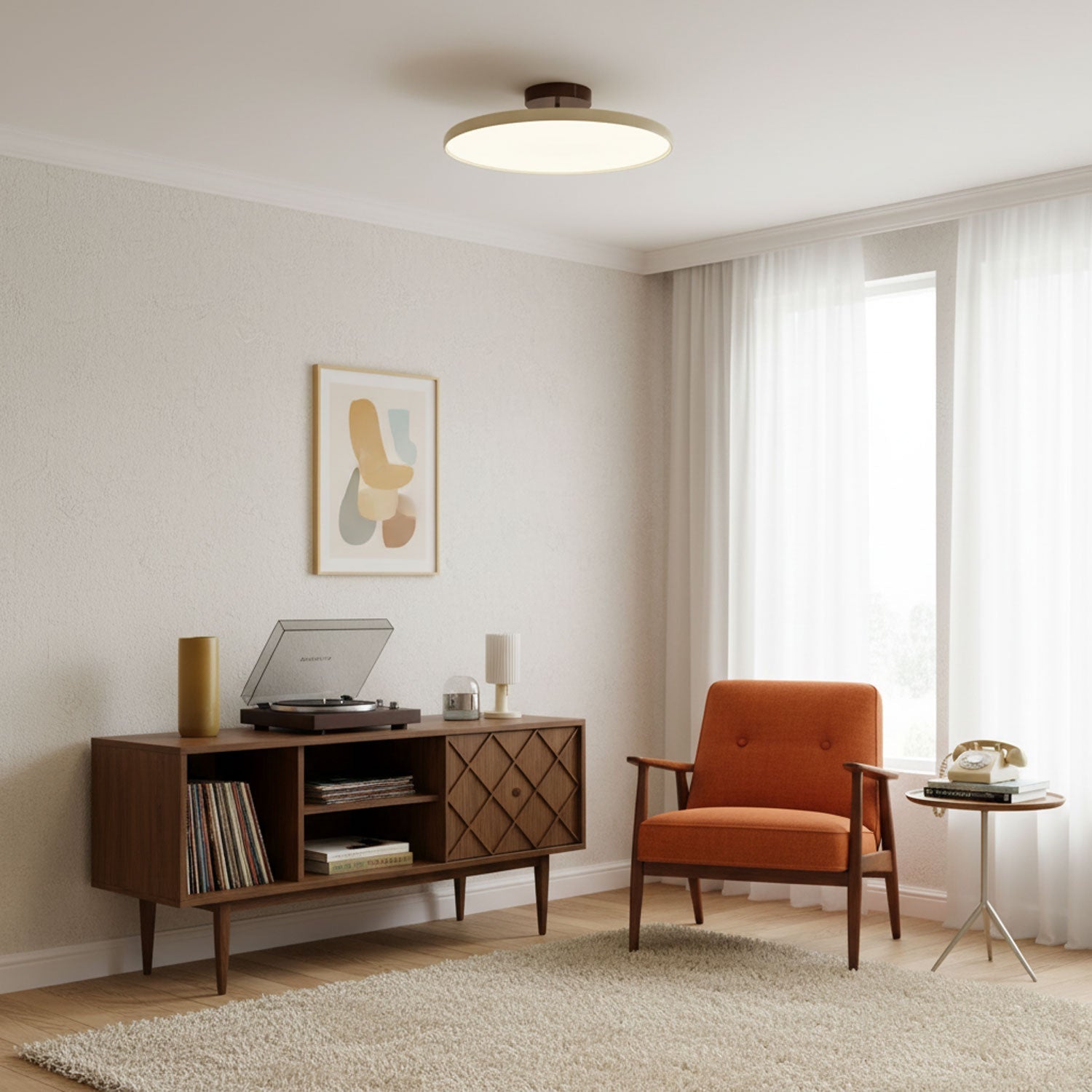 Drift Adjustable LED Ceiling Lamp 11.8 in Soft Ambient Indoor Lighting Beige Green | Thomler