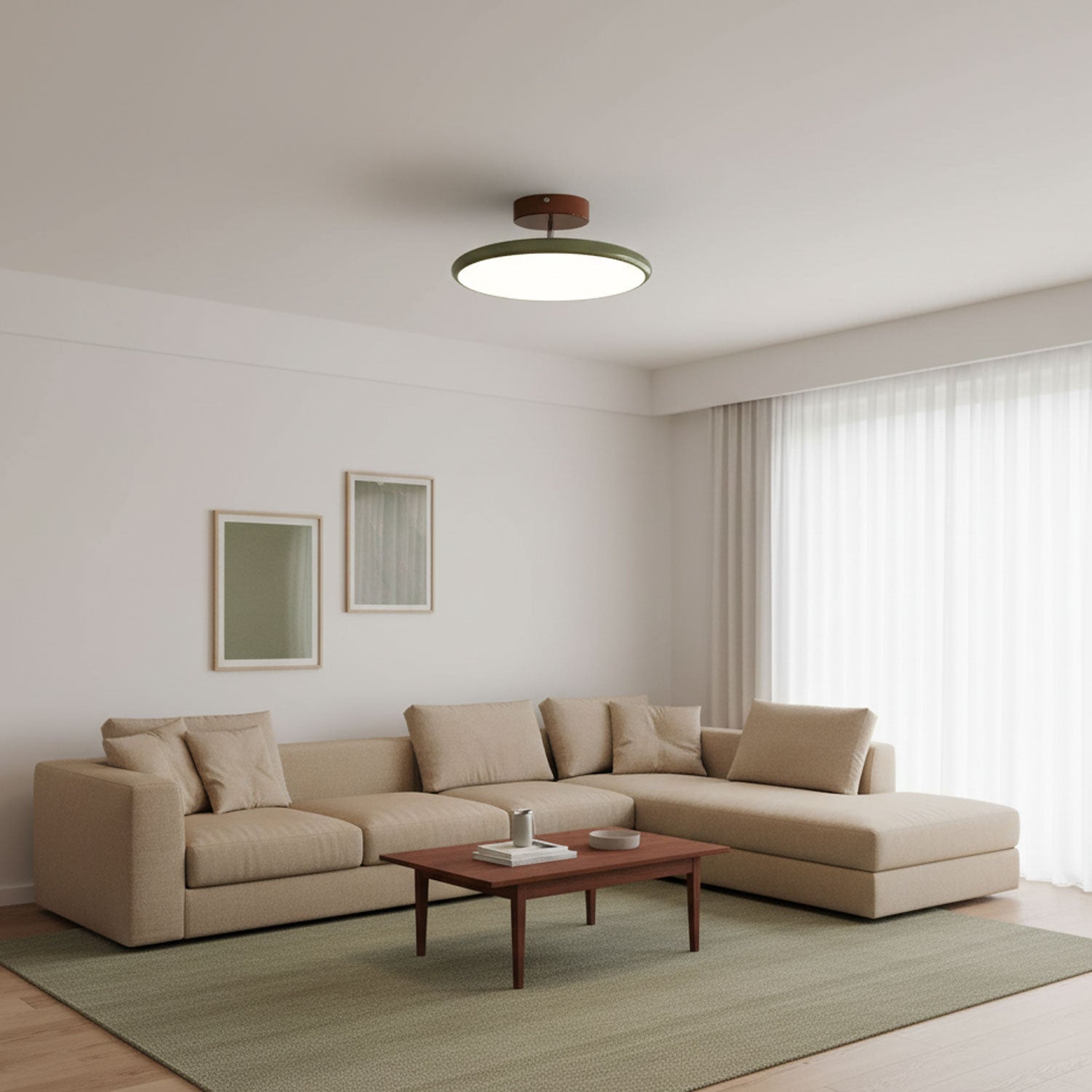 Drift Adjustable LED Ceiling Lamp 11.8 in Soft Ambient Indoor Lighting Beige Green | Thomler