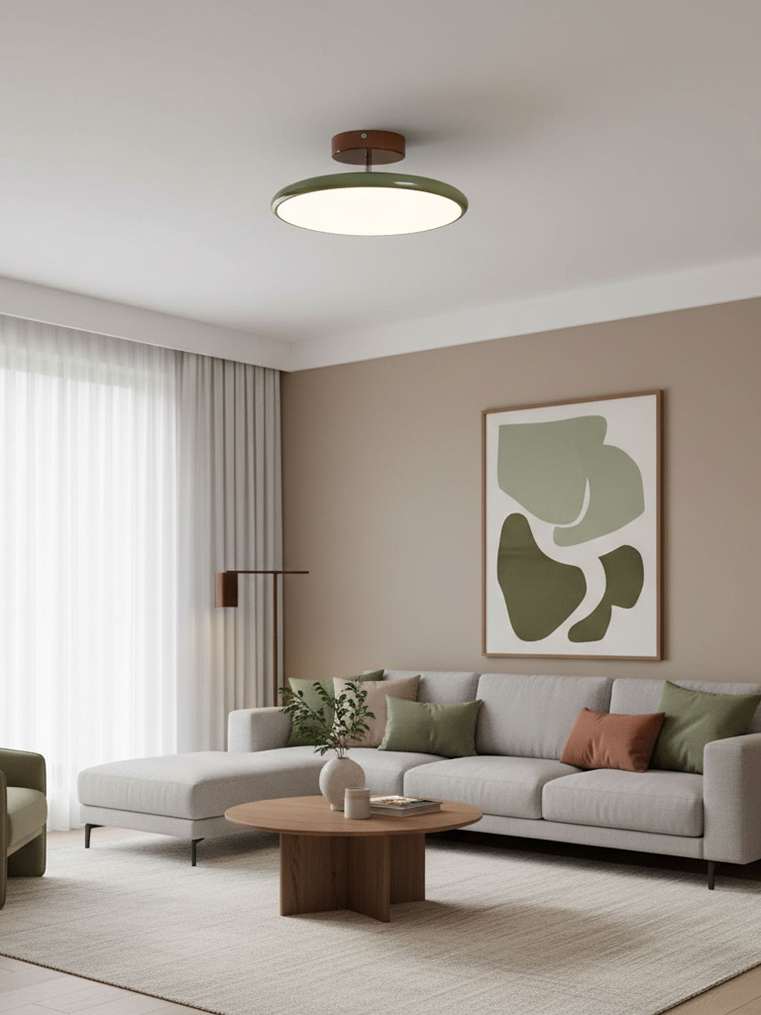 Drift Adjustable LED Ceiling Lamp 11.8 in Soft Ambient Indoor Lighting Beige Green | Thomler