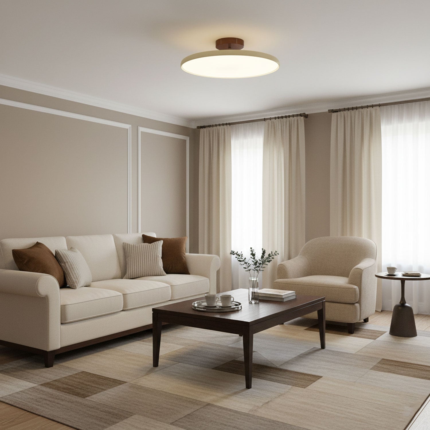 Drift Adjustable LED Ceiling Lamp 11.8 in Soft Ambient Indoor Lighting Beige Green | Thomler